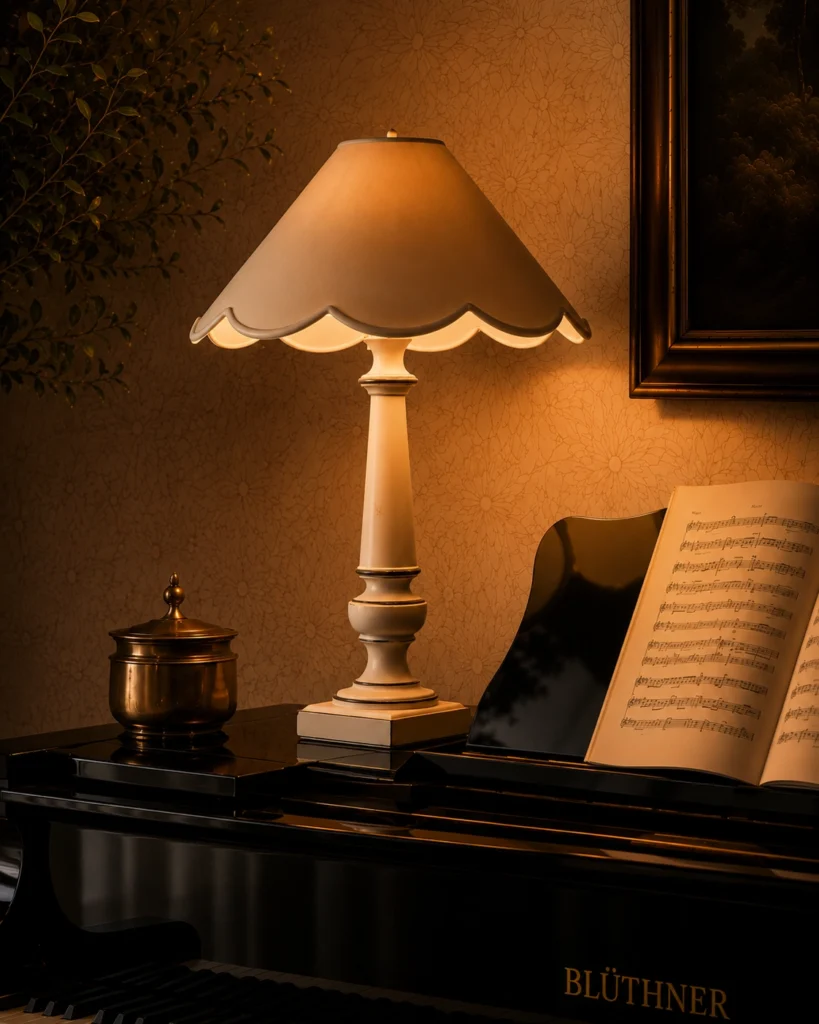 Lampada da tavolo classica in un soggiorno moderno.