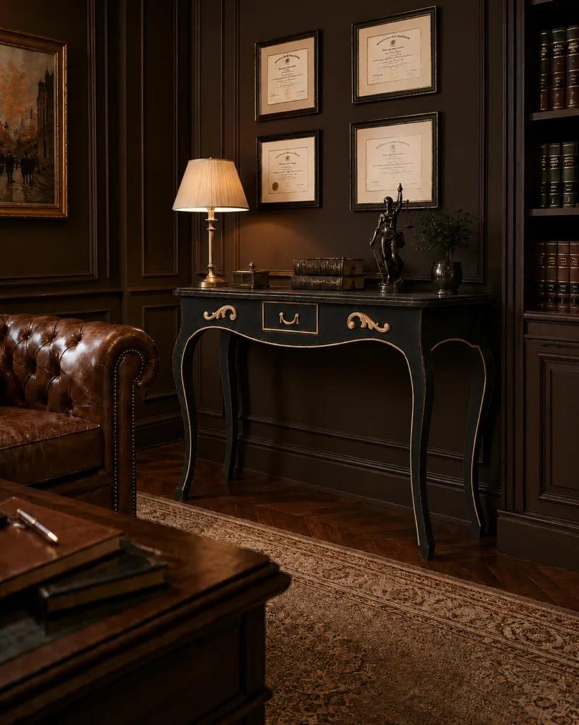 Consolle classica in legno stile provenzale per studio o soggiorno.