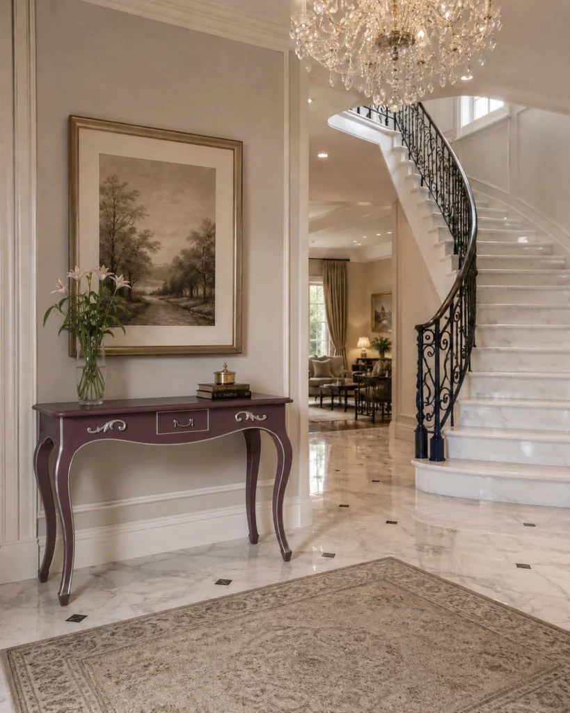 Consolle provenzale per ingresso elegante con finitura artigianale.