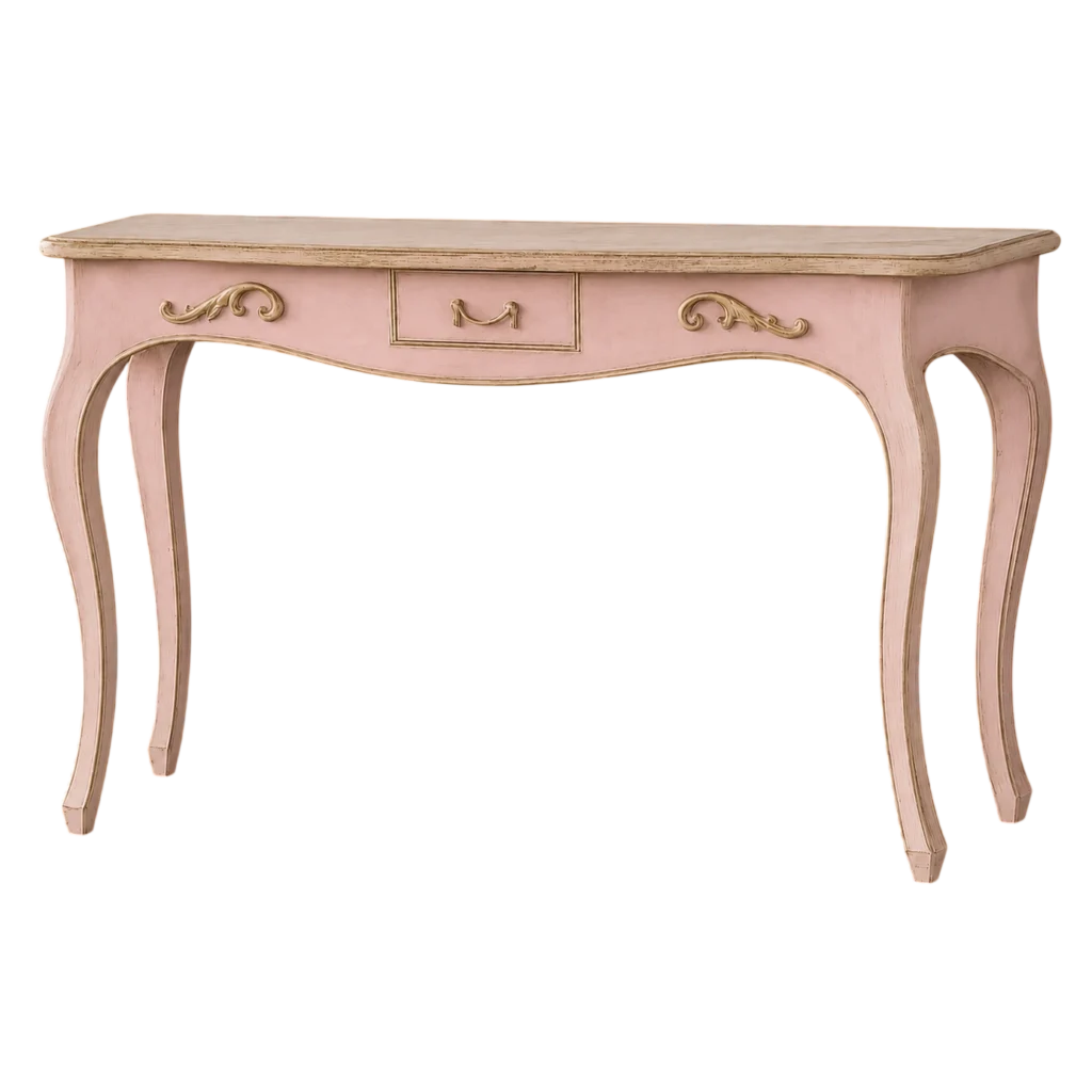 Consolle shabby chic in legno con finitura artigianale personalizzabile.