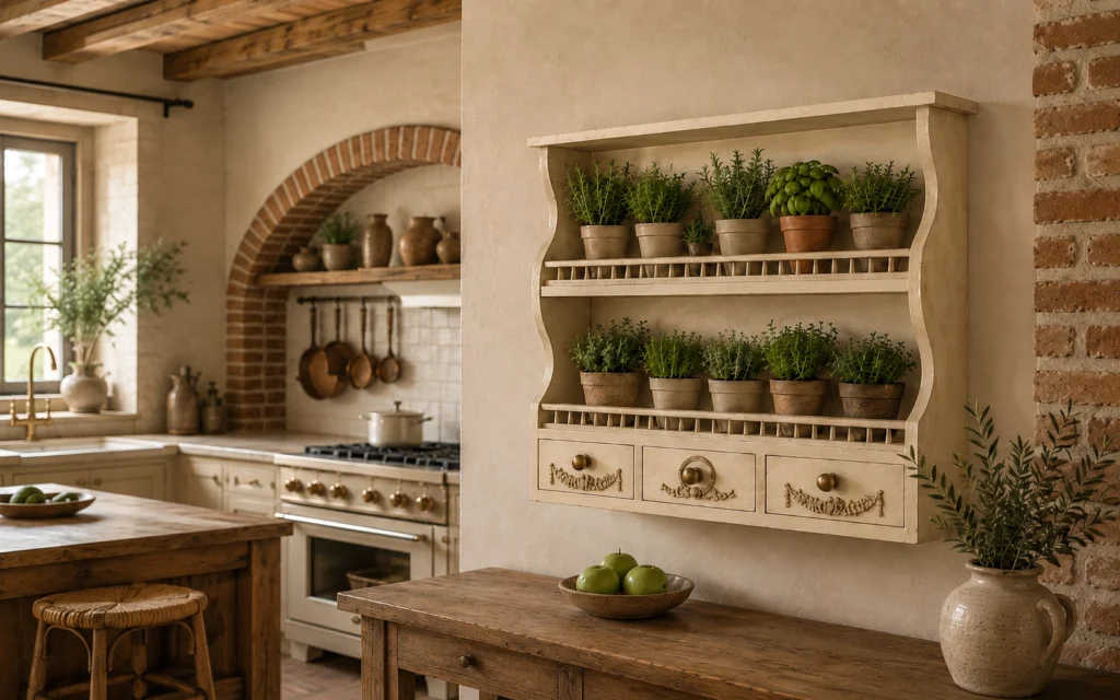 Piattaia provenzale Pavot in legno artigianale per cucina e sala da pranzo.
