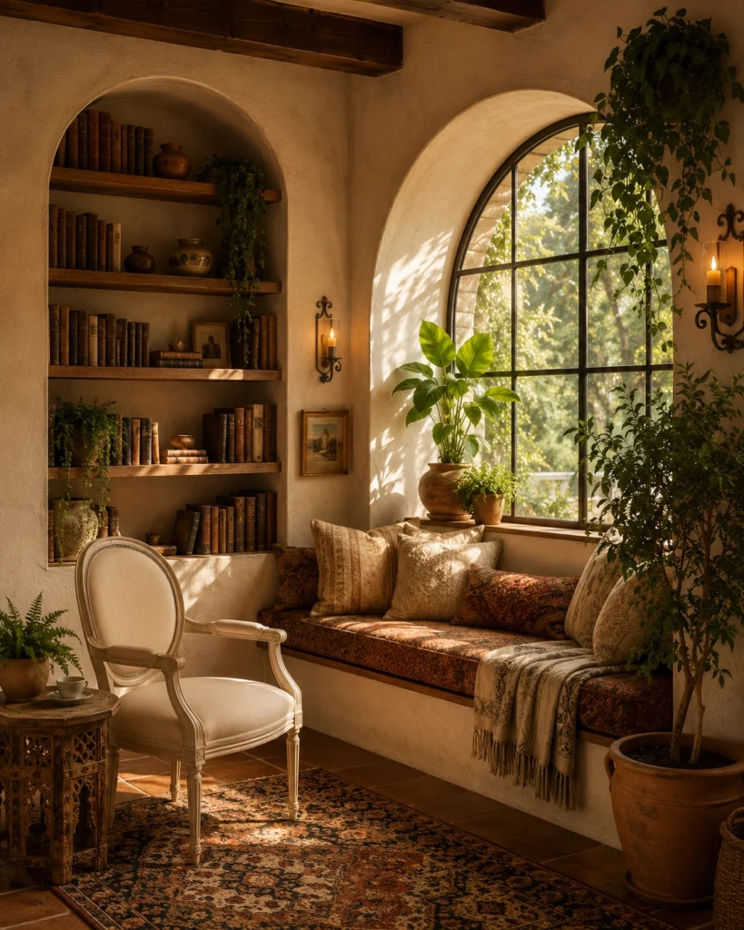 Poltroncina classica in un elegante ingresso in stile provenzale.