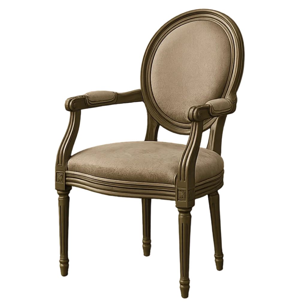 Poltroncina shabby chic imbottita realizzata artigianalmente.