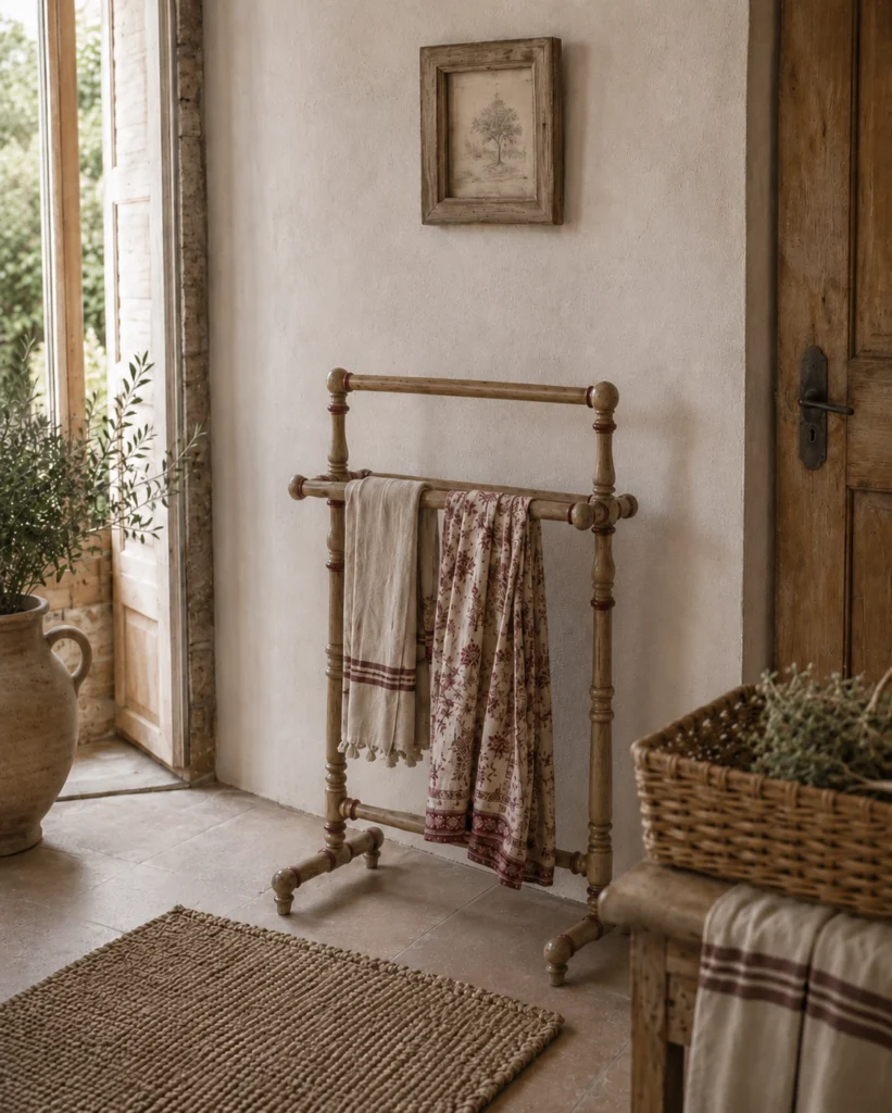 Servomuto provenzale in una camera da letto in stile francese.