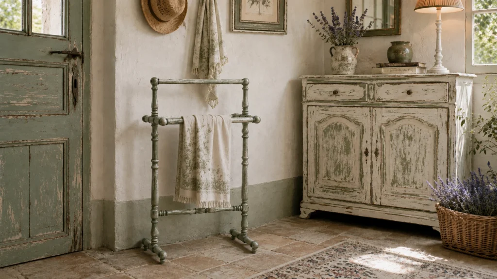 Servomuto provenzale in legno modello Rose con finitura artigianale personalizzabile.