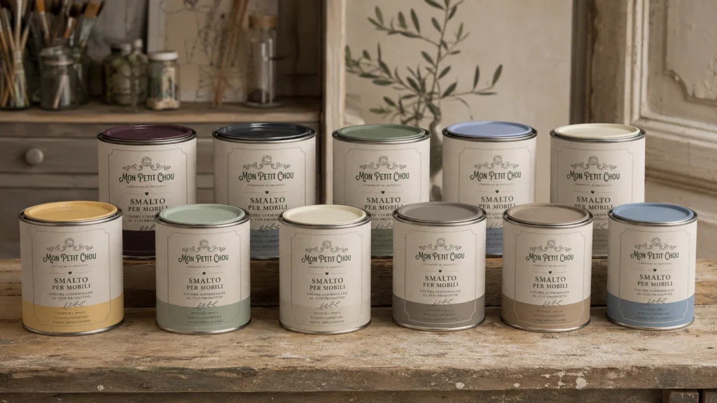Smalti nelle tonalità della palette Jardin Secret per personalizzare mobili e complementi d’arredo.